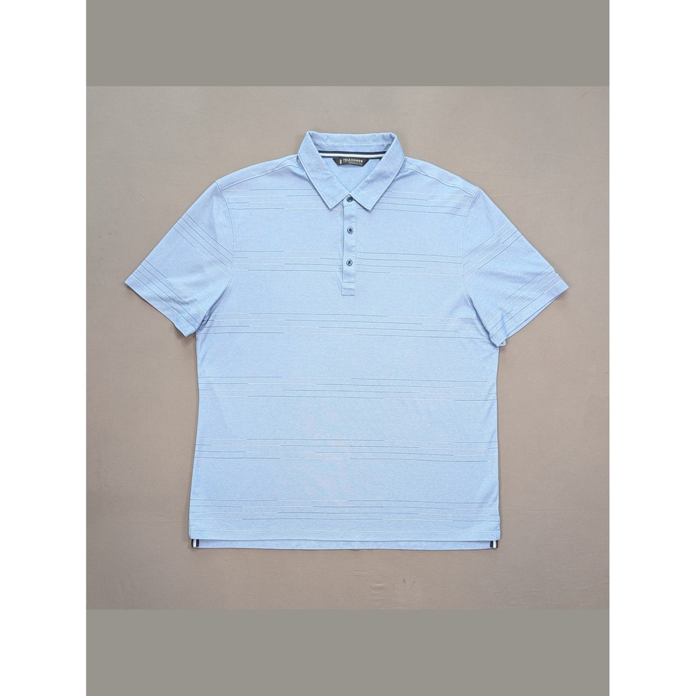 7 Diamonds Blue Performance Polo XL Striped Golf Stretch Shirt